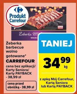Żeberka barbecue wolno gotowane Carrefour promocja w Carrefour
