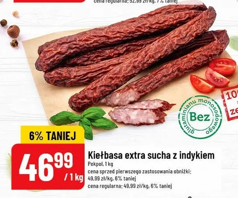Kiełbasa extra sucha z indykiem promocja w POLOmarket