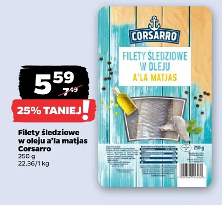 Filety śledziowe w oleju a'la matjas Corsarro promocja w Netto