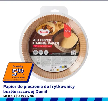 Papier do pieczenia do frytkownicy beztłuszczowej Dumil promocja w Action