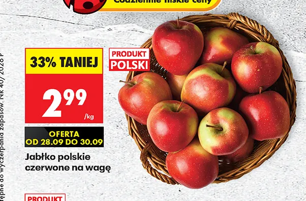 Jabłka polskie czerwone promocja w Biedronka