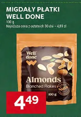 Migdały płatki Well Done 100g promocja w Stokrotka