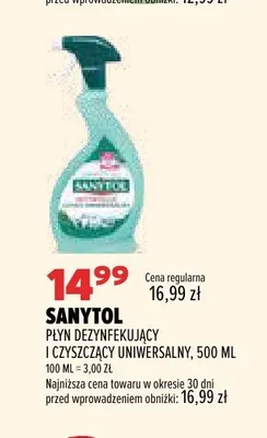 Płyn dezynfekujący i czyszczący uniwersalny Sanytol promocja w Drogerie Natura