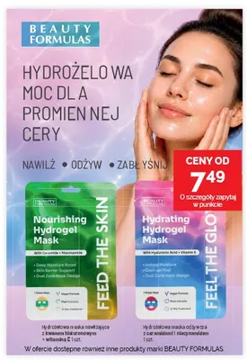 Hydrożelowa maska nawilżająca z kwasem hialuronowym i witaminą E Beauty Formulas promocja w Super-Pharm