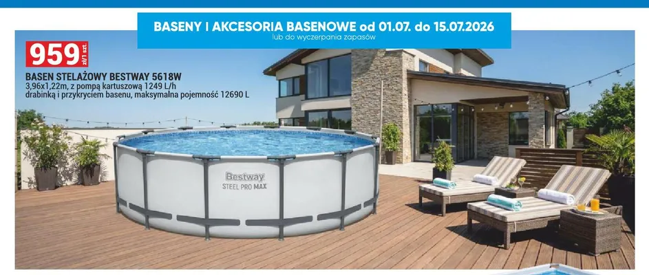 Basen stelażowy Bestway Steel Pro Max 3,96x1,22 m promocja w Merkury Market