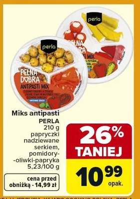 Miks antipasti papryczki nadziewane serkiem, pomidory-oliwki-papryka promocja w Carrefour Market
