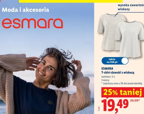 T-shirt damski z wiskozą promocja w Lidl