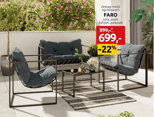 Zestaw mebli ogrodowych Faro promocja w Black Red White