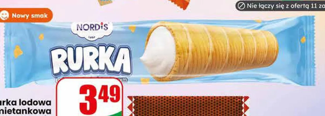Rurka lodowa śmietankowa Nordis promocja w Dino