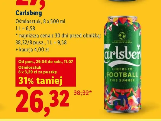 Piwo Carlsberg 8-pak 500 ml promocja w Lidl