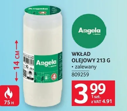 Wkład olejowy Angela zalewany promocja w Selgros