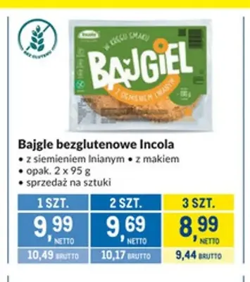 Bajgle bezglutenowe z siemieniem lnianym Incola promocja w Makro