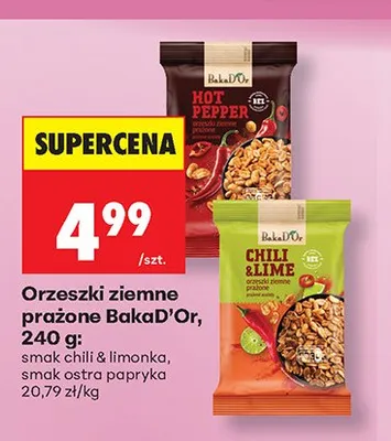 Orzeszki ziemne prażone BakaD'Or smak chili & limonka promocja w Biedronka