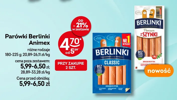 Parówki Berlinki z szynki promocja w Żabka