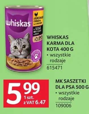 Karma dla kota Whiskas 400g promocja w Selgros