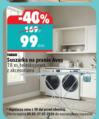 Suszarka na pranie TADAR Aves 18m teleskopowa z akcesoriami promocja w Biedronka Home