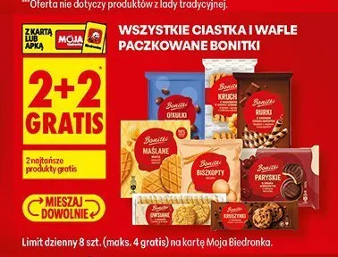 Ciastka i wafle paczkowane Bonitki promocja w Biedronka