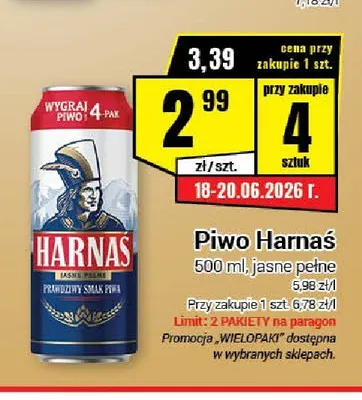 Piwo Harnaś Jasne Pełne promocja w Premium Nasz Sklep