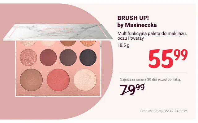 Multifunkcyjna paleta do makijażu oczu i twarzy Brush Up! by Maxineczka promocja w Rossmann