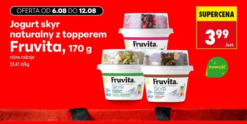 Jogurt skyr naturalny z topperem czekolada orzechy Fruvita promocja w Biedronka
