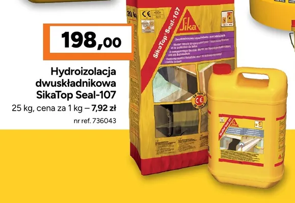 Hydroizolacja dwuskładnikowa SikaTop Seal-107 promocja w Bricoman