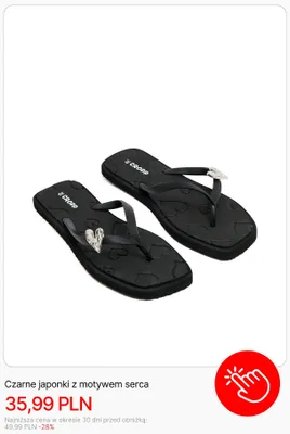 Japonki damskie Cropp czarne z motywem serca promocja w Cropp