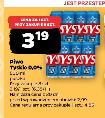 Piwo bezalkoholowe Tyskie 0,0% promocja w Netto