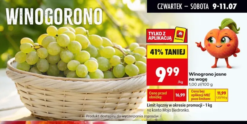Winogrono jasne promocja w Biedronka