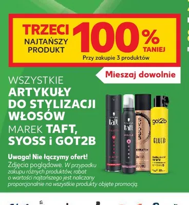 Artykuły do stylizacji włosów marek Taft, Syoss i got2b promocja w Kaufland