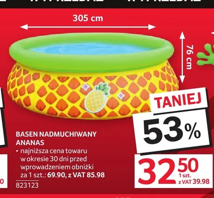 Basen nadmuchiwany Ananas 305 cm promocja w Selgros