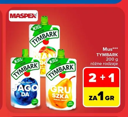 Mus jabłko banan mango Tymbark promocja w Carrefour