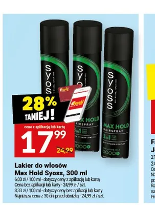 Lakier do włosów Max Hold Syoss promocja w Twój Market