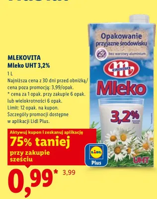 Mleko UHT 3,2% promocja w Lidl