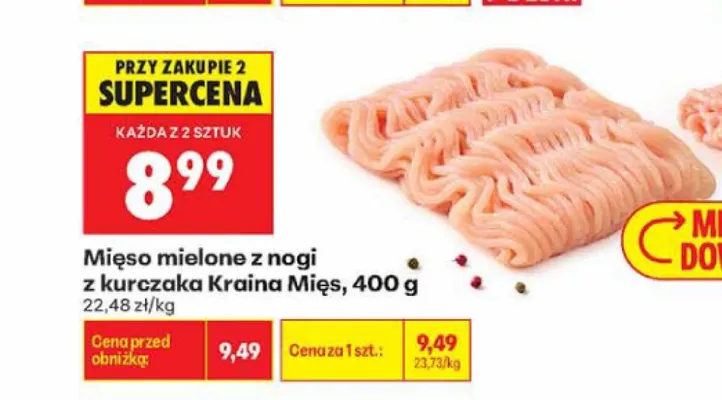 Mięso mielone z nogi z kurczaka Kraina Mięs promocja w Biedronka