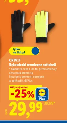 Rękawiczki termiczne softshell Crivit promocja w Lidl