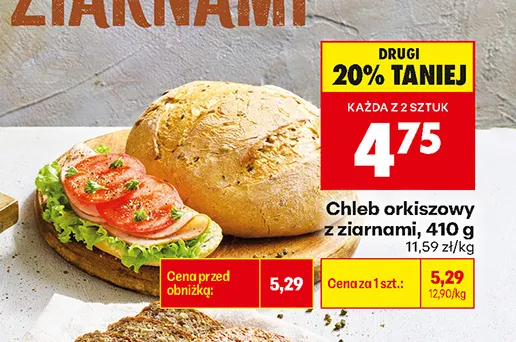 Chleb orkiszowy z ziarnami promocja w Biedronka