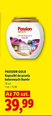 Kapsułki do prania kolorowych tkanin Passion Gold 3 in 1 Color promocja w Lidl