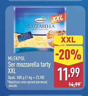Ser mozzarella tarty XXL Mlekpol promocja w Aldi