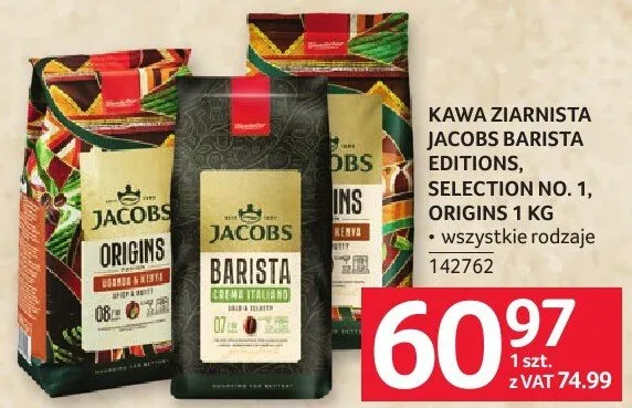 Kawa ziarnista Jacobs Editions, Selection No. 1, Origins 1 kg promocja w Selgros