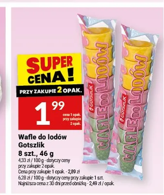 Wafle do lodów Gotszlik 8-pak promocja w Twój Market