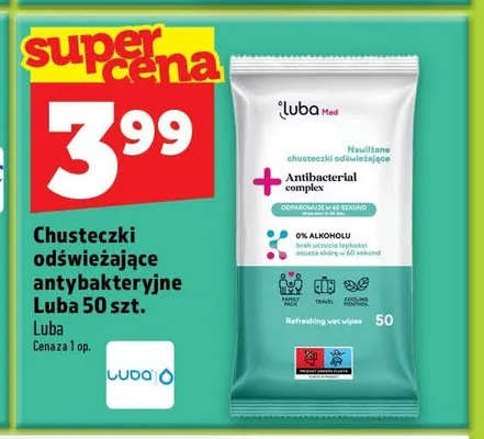 Chusteczki odświeżające antybakteryjne Luba promocja w TOPAZ