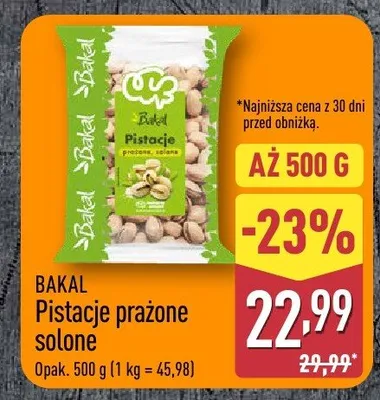 Pistacje prażone solone Bakal promocja w Aldi