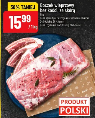 Boczek wieprzowy bez kości, ze skórą promocja w POLOmarket