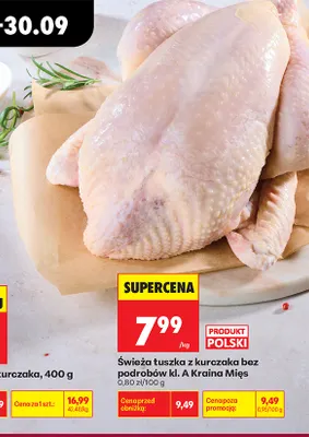 Świeża tuszka z kurczaka bez podrobów kl. A Kraina Mięs promocja w Biedronka