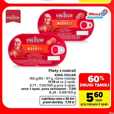 Filety z makreli w sosie pomidorowym z papryką King Oscar promocja w Carrefour Market