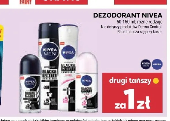 Dezodorant męski w kulce Nivea Men Black & White Invisible promocja w Stokrotka