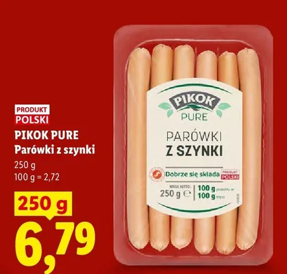 Parówki z szynki Pikok Pure promocja w Lidl