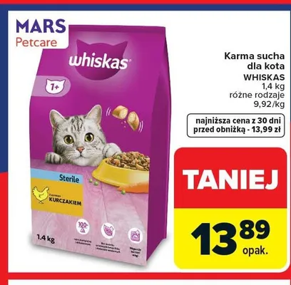 Karma sucha dla kota WHISKAS Sterile z kurczakiem promocja w Carrefour