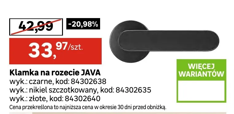 Klamka na rozecie Java promocja w Leroy Merlin