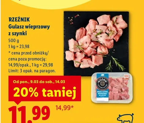 Gulasz wieprzowy z szynki promocja w Lidl